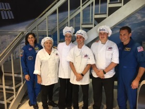 Pictured left to right: Nicole Stott, Astronaut; Lilia Pellicano, ORHS Culinary Arts Teacher; Camille Watt, ORHS senior; Weston Duke, ORHS junior; Dustin Burkhart, ORHS junior; and Josh Casada, Astronaut-in-Training
