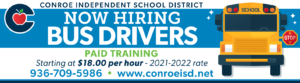 Now Hiring Bus Drivers graphic.