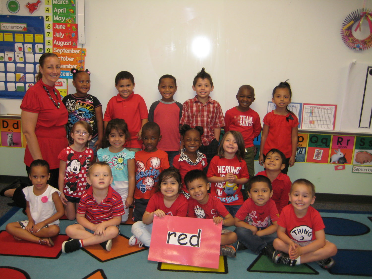 Mrs. Witt’s pre-k class at Houston Elementary learns about the color red.