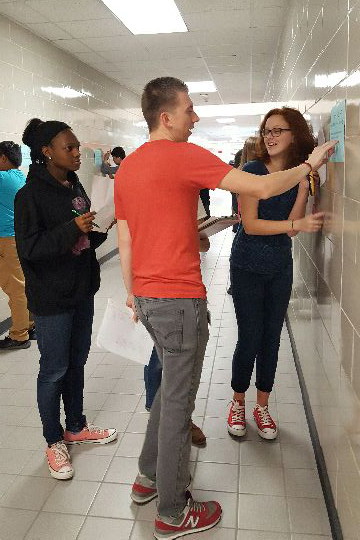 Students in Mr. Beaumont's Algebra 1 class participate in an activity outside the classroom.