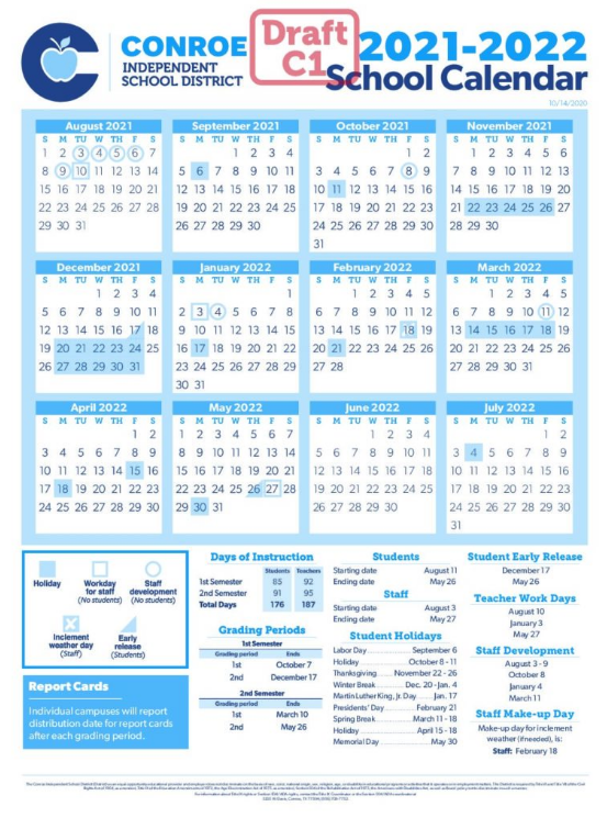 School Calendar 2021 19 School Calendar Process   Conroe ISD