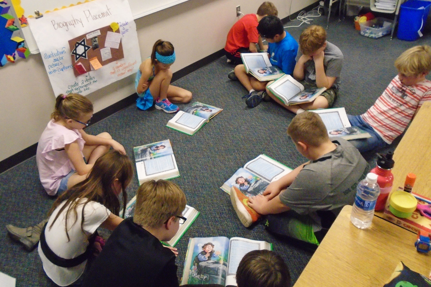Galatas fourth grade students work together in reading groups.