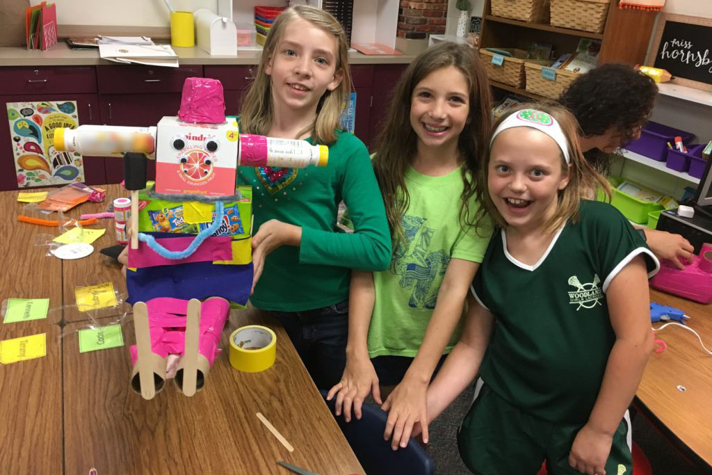 Tough Elementary third graders created robots out of recycled materials.