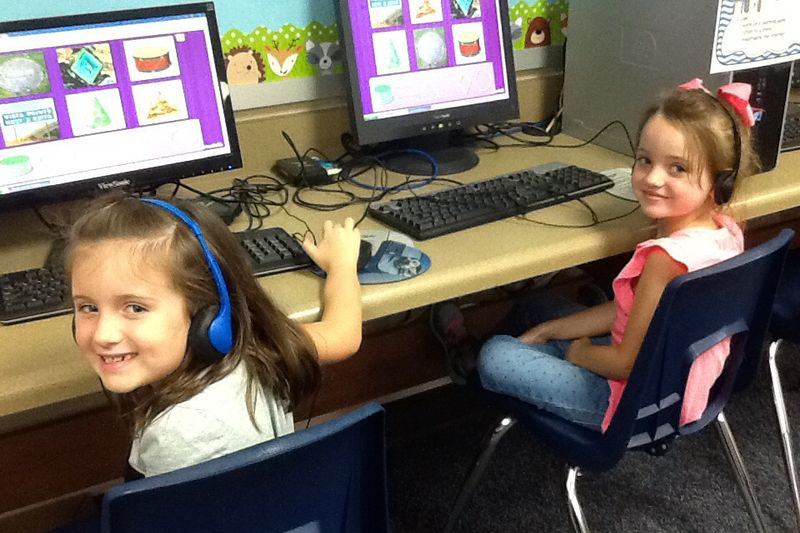 Students at Ford Elementary do activities on computers during class.