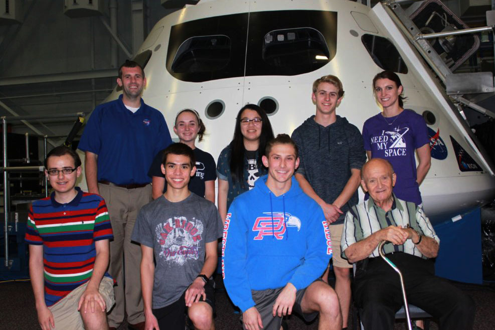 Oak Ridge HS students stop for a picture while attending the International Space Settlement Design Competition at the NASA Johnson Space Center.