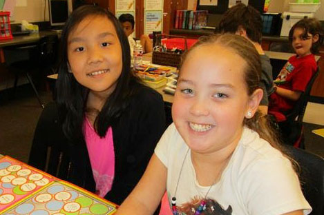 Wilkinson fourth graders work together in math class.