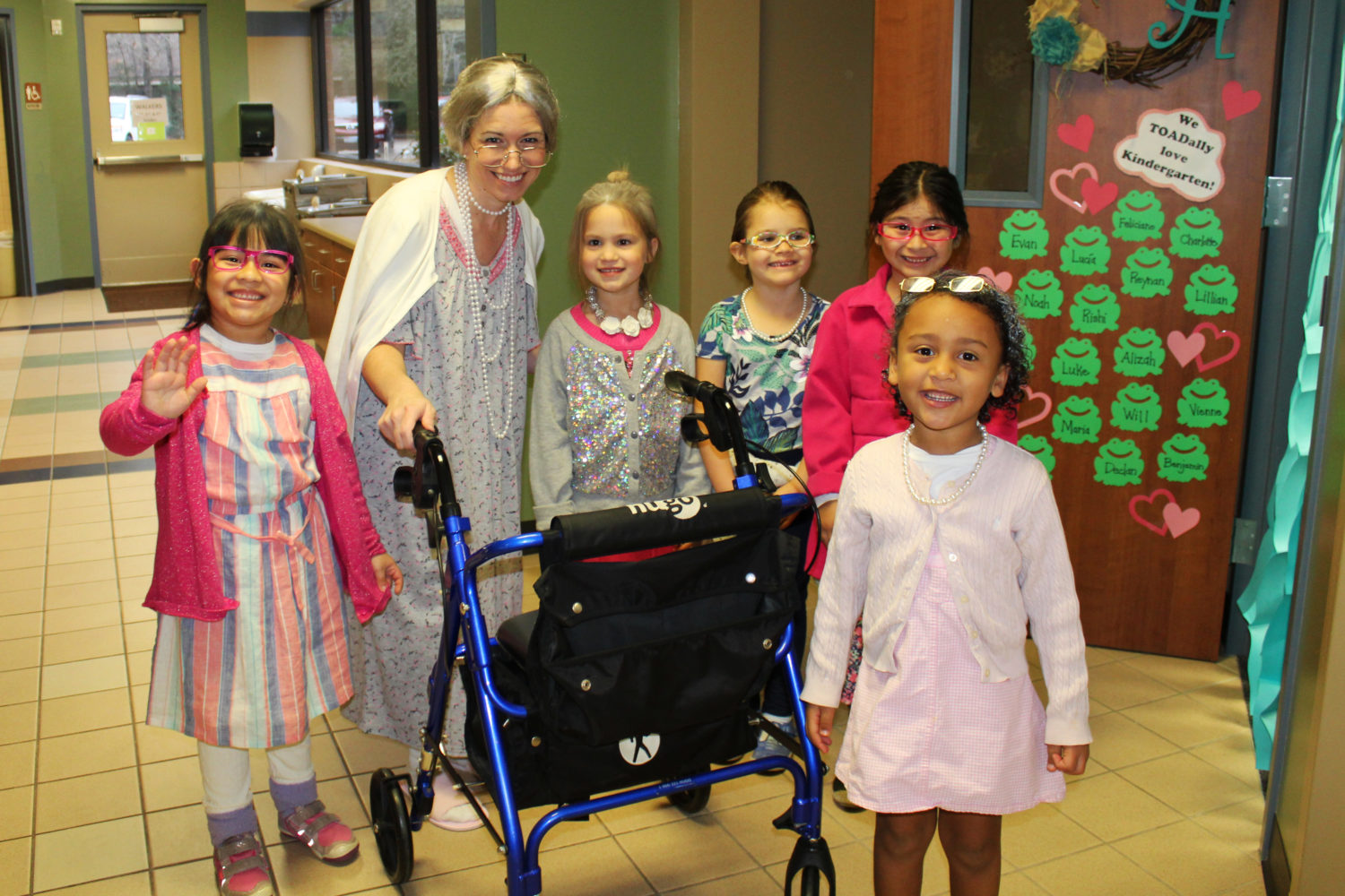 a group of girls dress like 100 years old for 100 days of school
