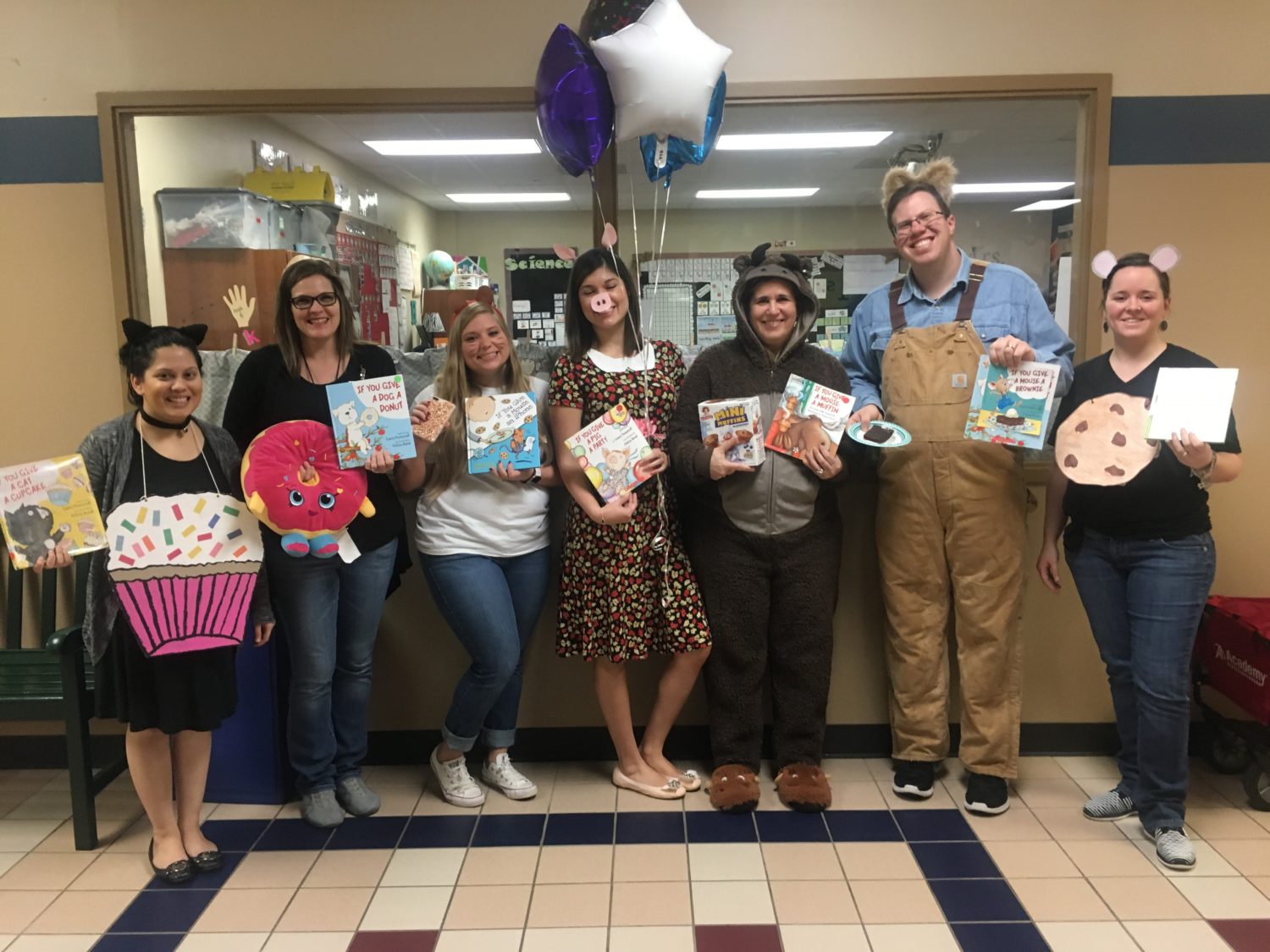 teachers dress up for a storybook character parade