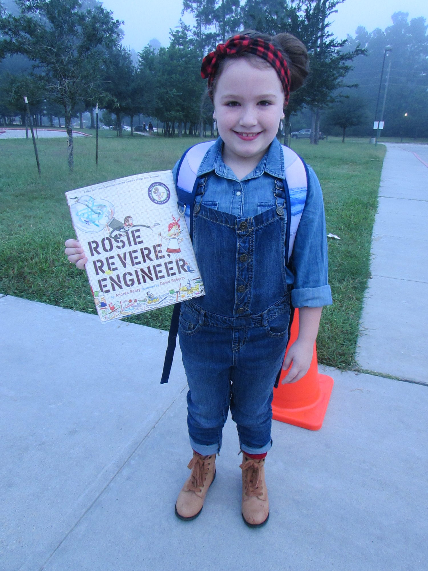 "a student dresses up as Rosie Revere the Engineer"