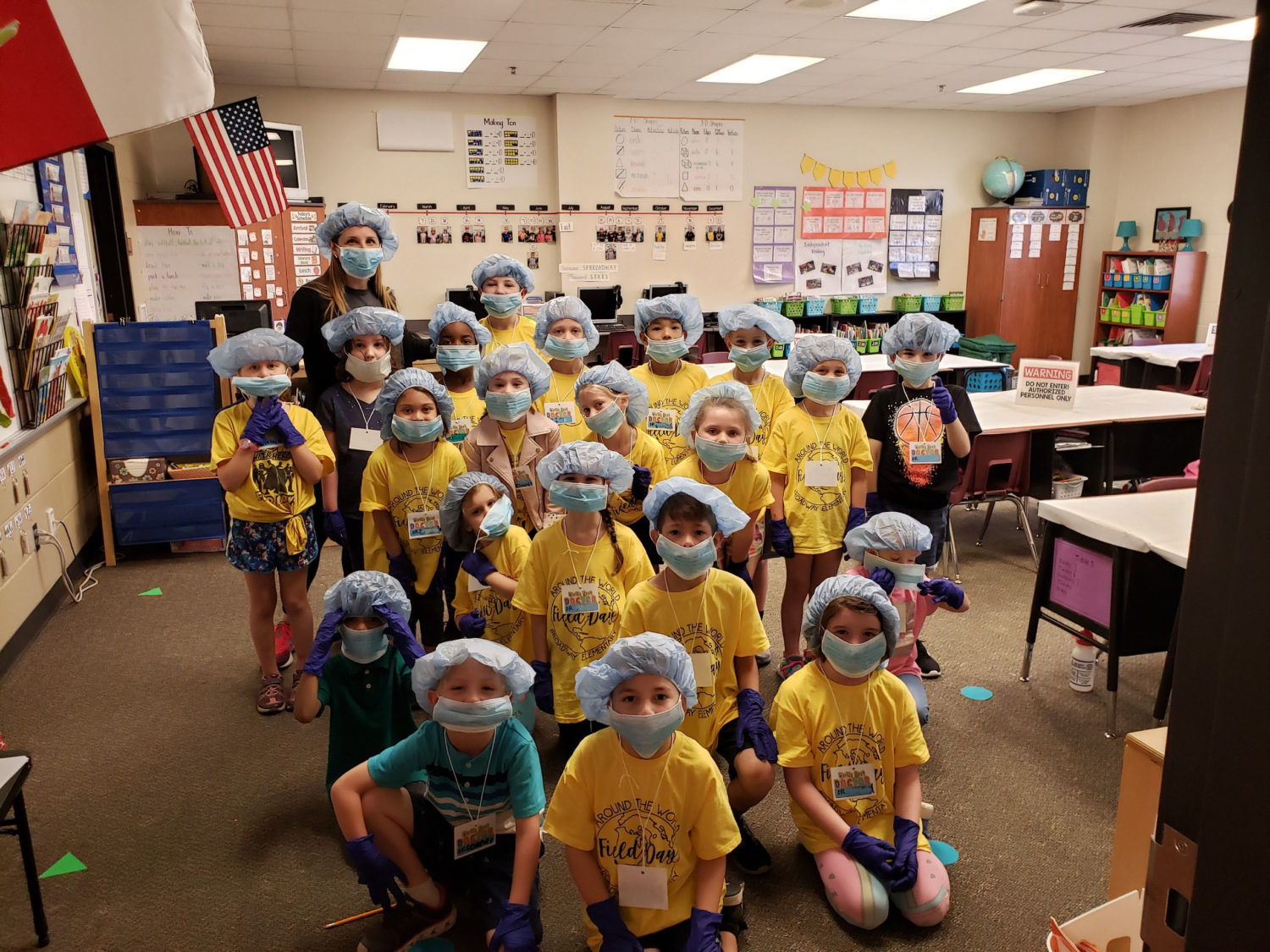 "students wear face masks for pretend surgery"
