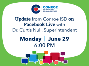 Update from Conroe ISD on Facebook Live.