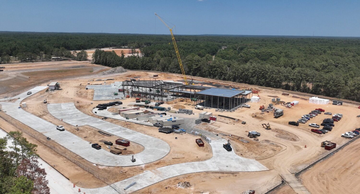 Aerial photo of construction at Bartlett Elementary Summer 2023.