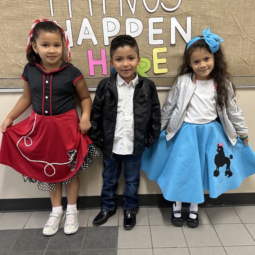 Students at Crieghton dressed in 1950's themed outfits to celebrate the 50th day of school!