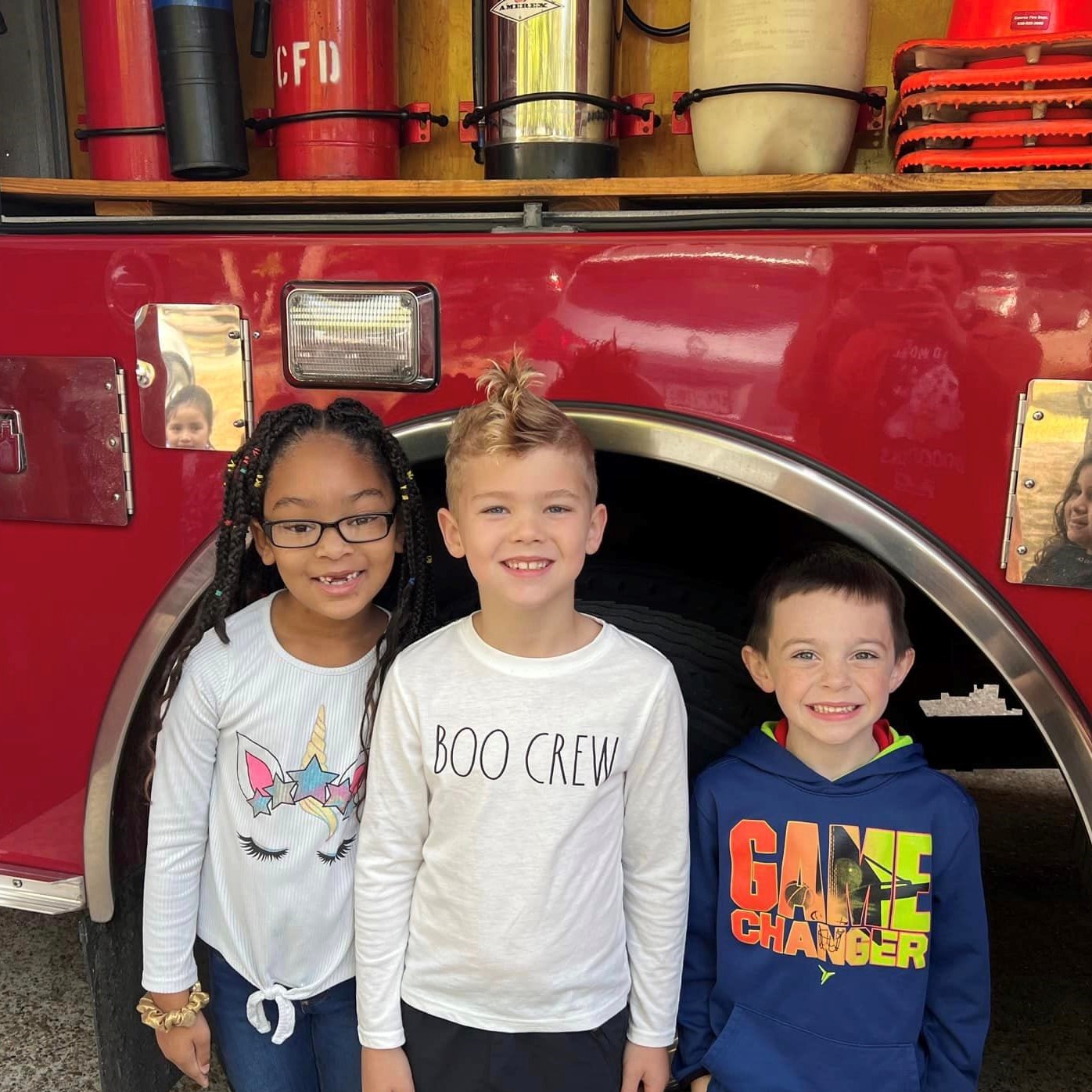Students at Rice learned about fire safety during a special visit from the Conroe Fire Department.