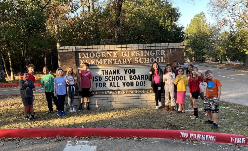 Students at Giesinger proudly show off their marquee.