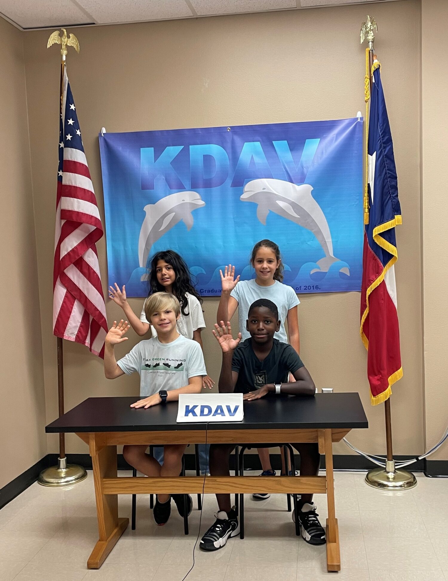 David Elemntary students lead the pledges and read the announcements on KDAV.